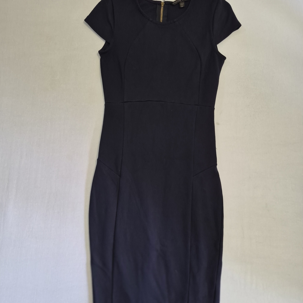 Felicity & Coco Black Cap-Sleeve Midi Sheath Dress